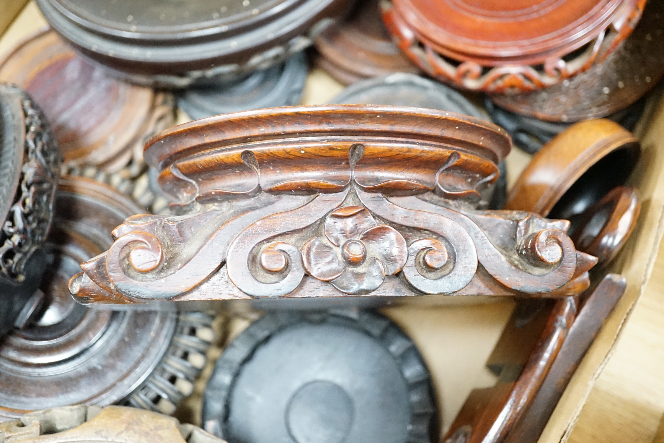 A collection of Chinese carved wood stands